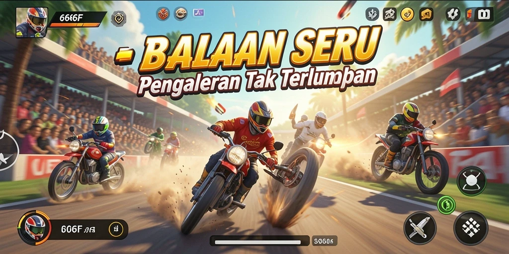 Tampilan gameplay 666F yang menegangkan dan seru saat balapan.