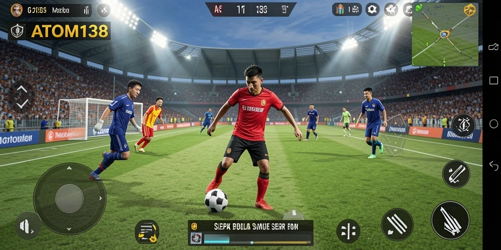 Tangkapan layar gameplay ATOM138 yang menampilkan aksinya di lapangan hijau.