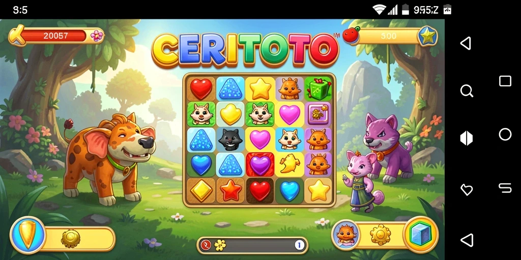 Tampilan gameplay cerah dan menarik dari CERITOTO.