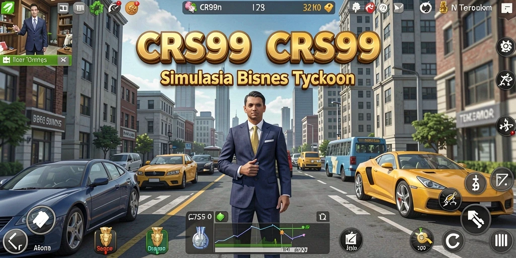 Tangkapan layar gameplay CRS99 menunjukkan pengelolaan bisnis yang dinamis.
