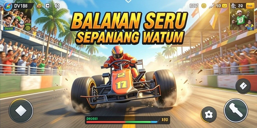 Screenshot gameplay DV188 menampilkan balapan yang intens dan mengasyikkan.