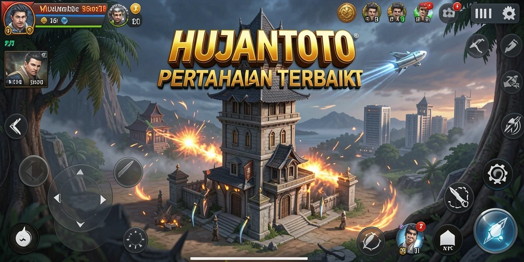 Tampilan menarik dari gameplay menara pertahanan HUJANTOTO.