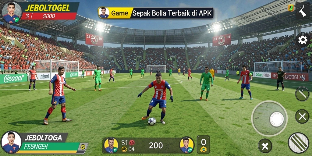Tampilan seru dari gameplay JEBOLTOGEL yang menggugah semangat sepak bola.