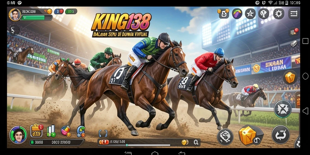Tampilan gameplay KING138 yang seru dengan mobil balap beraksi.