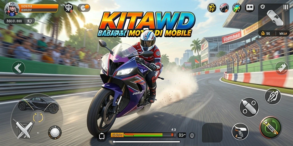 Tampilan balapan motor yang seru dan menegangkan.