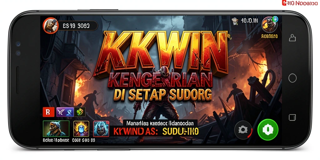 Screenshot gameplay KKWIN menggambarkan suasana menyeramkan dan menegangkan.
