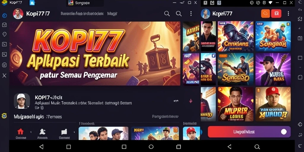 Tangkapan layar gameplay KOPI77 menampilkan antarmuka aplikasi musik yang interaktif.