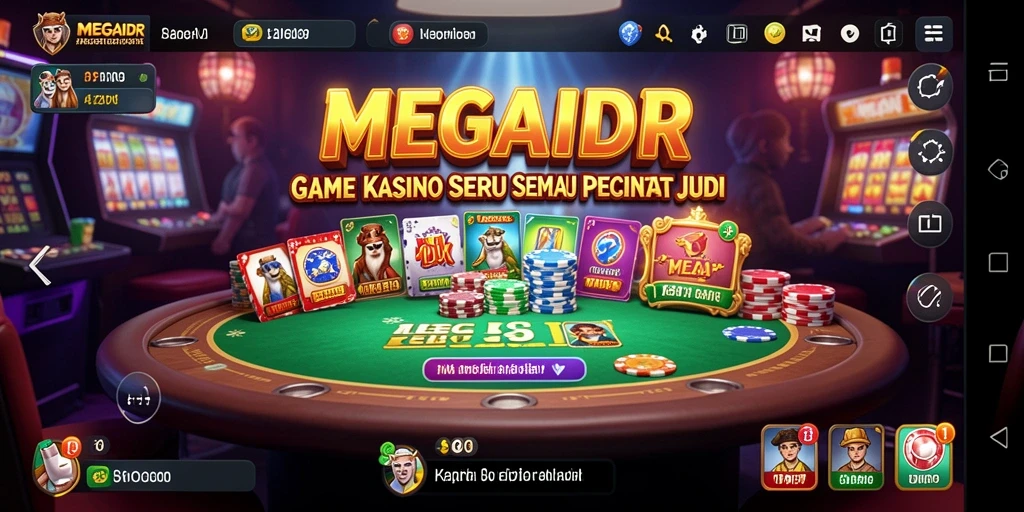 Screenshot utama MEGAIDR menampilkan gameplay Kasino yang seru dan menegangkan.