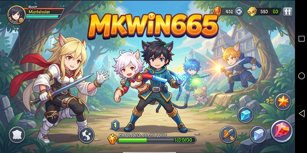 Tangkapan layar utama MKWIN666, menampilkan karakter anime dalam aksi.