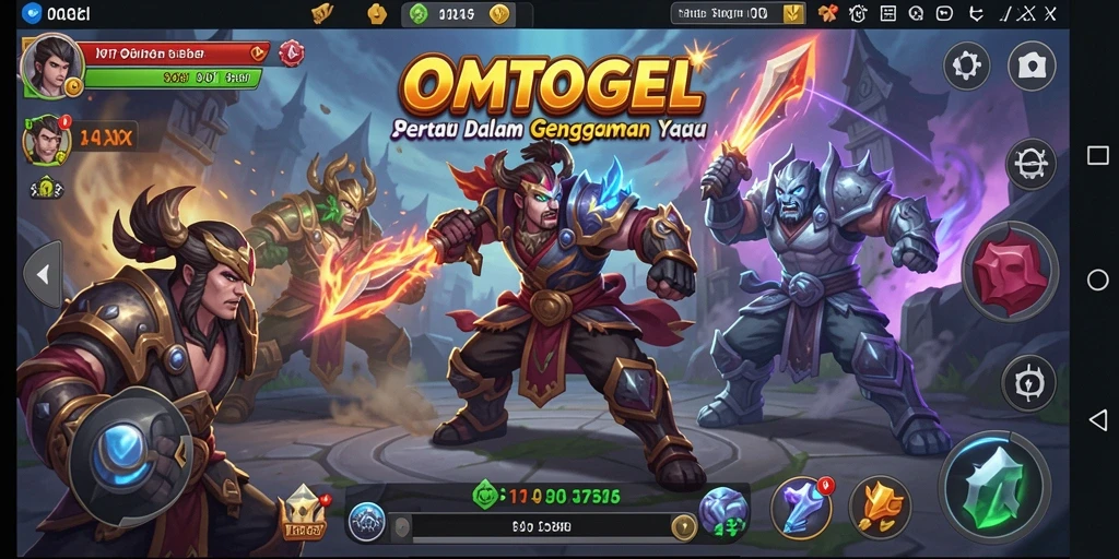 Tangkapan layar intens dari gameplay OMTOGEL menampilkan aksi pertarungan yang seru.