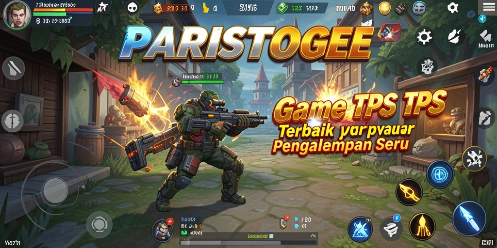 Tangkapan layar utama PARISTOGEL menampilkan aksi seru gameplay TPS.