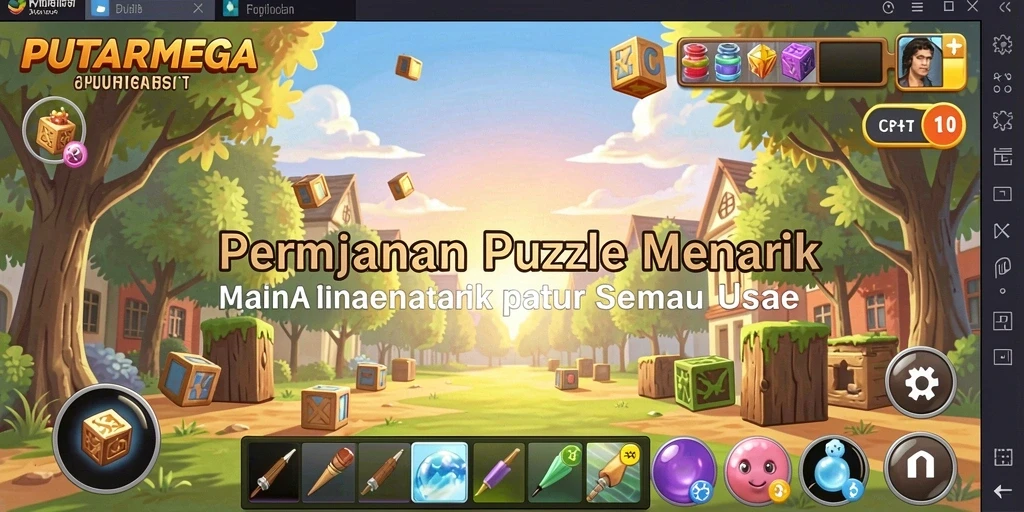Gameplay seru dalam PUTARMEGA dengan teka-teki menantang.