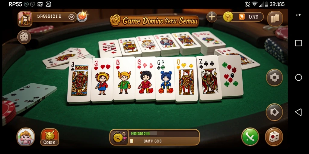 Tampilan gameplay seru di RP55 saat bermain Domino.
