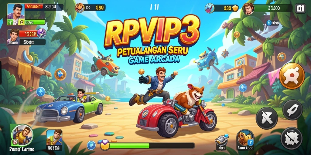 Tangkapan layar utama RPVIP3 menampilkan aksi seru dalam permainan arcade.
