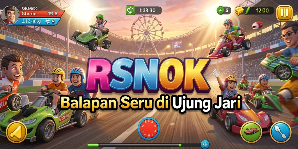 Tampilan gameplay RSNOK yang mendebarkan dan penuh aksi balapan.
