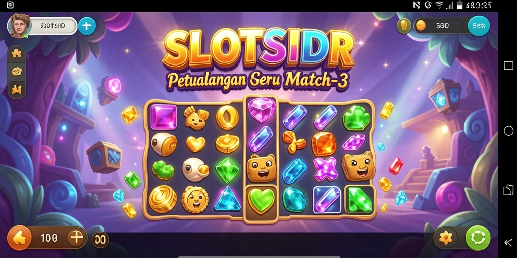Tampilan gameplay seru SLOTSIDR dalam pengalaman Match-3.