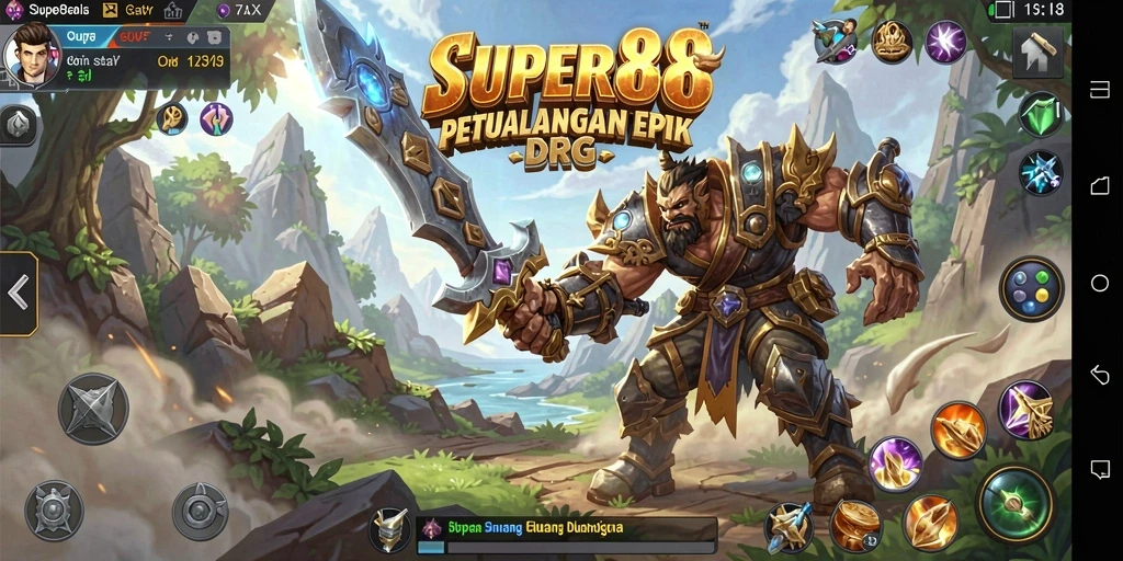 Tangkapan layar SUPER88 menampilkan aksi seru dalam pertempuran RPG.