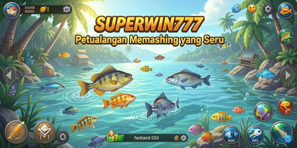 Screenshot utama SUPERWIN777 menampilkan gameplay memancing yang dinamis dan menarik.