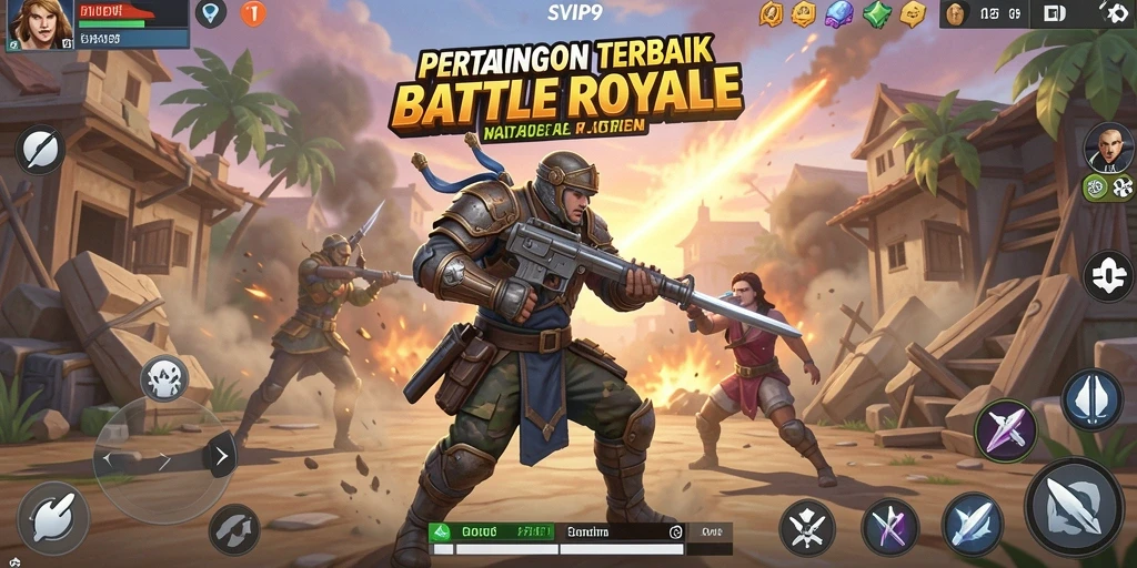 Tampilan aksi intens di arena SVIP9 dalam mode Battle Royale.