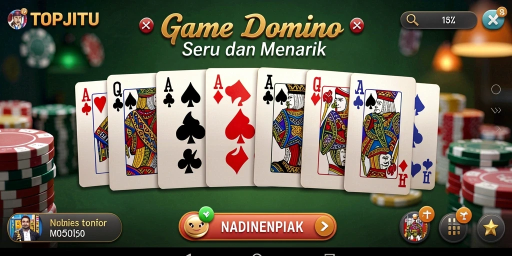 Screenshot <strong>TOPJITU</strong> menampilkan pengalaman bermain Domino yang menegangkan dan seru.
